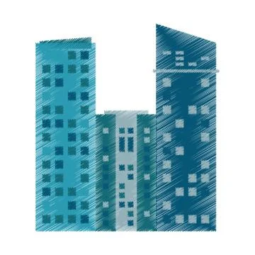Drawing building architecture modern Stock Illustration