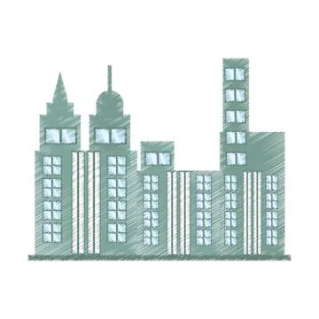 Drawing building skyscraper icon Ilustración de archivo