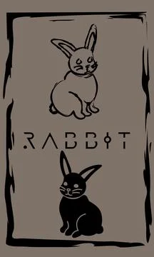 Drawing of bunny in primitive ancient style, year of rabbit Stock Illustration