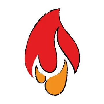 Drawing burning fire flame design graphic Illustrazione stock