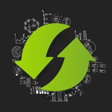 Drawing business formulas. arrow recycling Stock Illustration