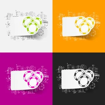 Drawing business formulas. casino chips Illustrazione stock