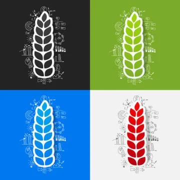 Drawing business formulas. ears of wheat Illustrazione stock