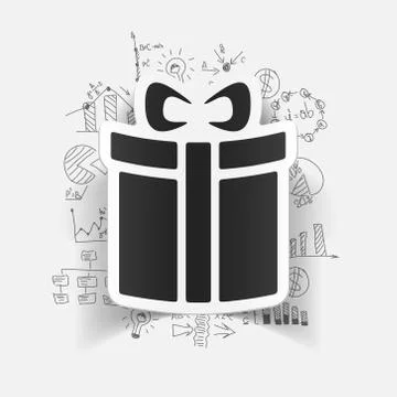 Drawing business formulas. gift box Illustrazione stock
