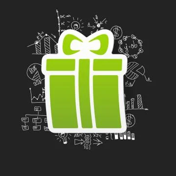 Drawing business formulas. gift box Illustrazione stock