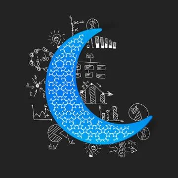 Drawing business formulas: moon Ilustração Stock