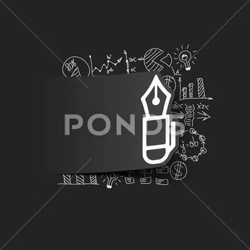 Drawing business formulas: pen Stock Illustration