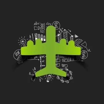 Drawing business formulas: plane 스톡 일러스트
