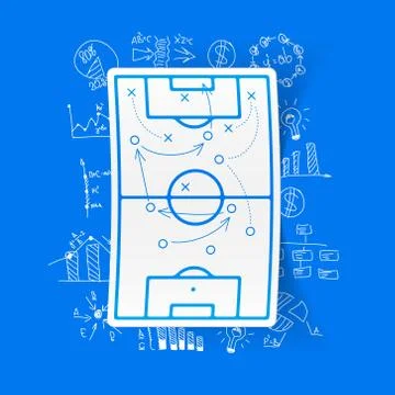 Drawing business formulas: playing field, tactics Illustrazione stock