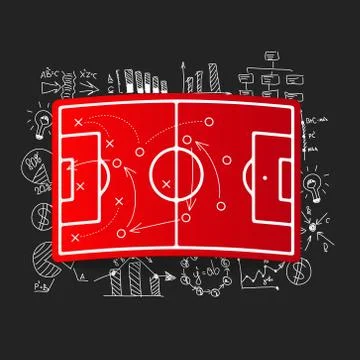 Drawing business formulas: playing field, tactics Illustrazione stock