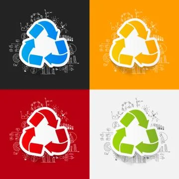 Drawing business formulas. recycle sign 스톡 일러스트