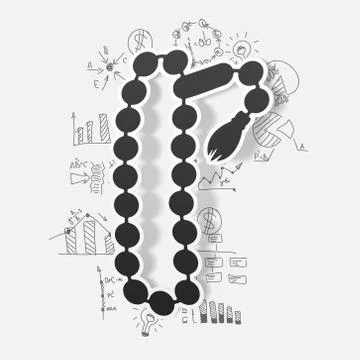 Drawing business formulas: rosary Stock Illustration