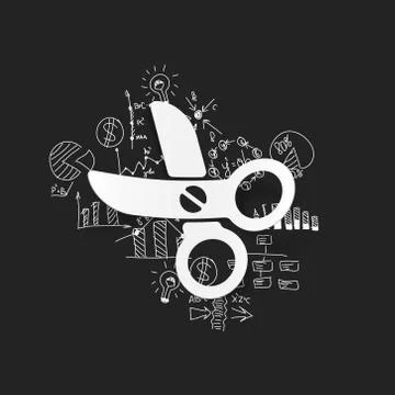 Drawing business formulas: scissors Illustration