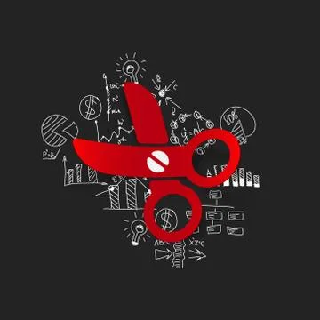 Drawing business formulas: scissors Illustration