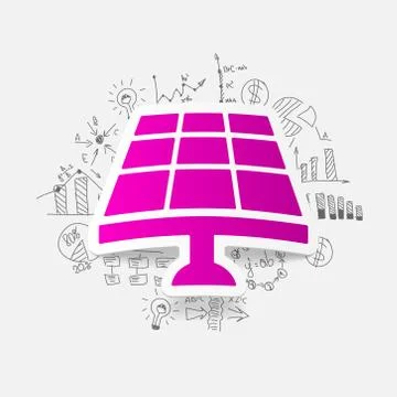 Drawing business formulas. solar battery Illustrazione stock