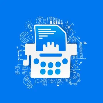 Drawing business formulas: typewriter Stock Illustration