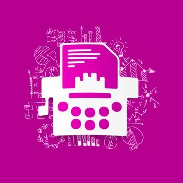 Drawing business formulas: typewriter Stock Illustration