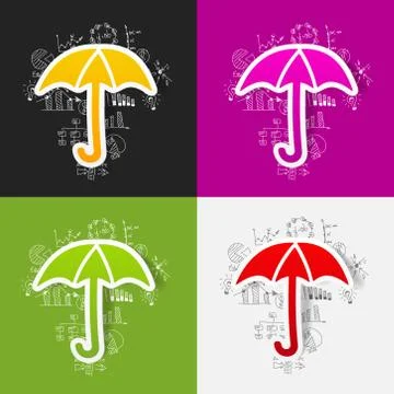 Drawing business formulas. umbrella Stockillustratie