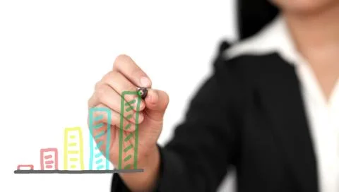 Drawing business graph Stock Photos