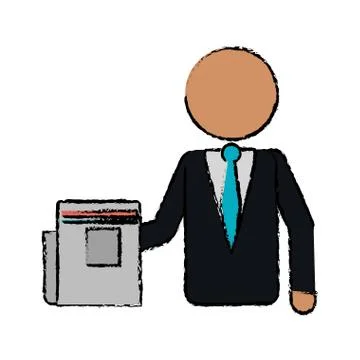 Drawing business man document work office Illustrazione stock