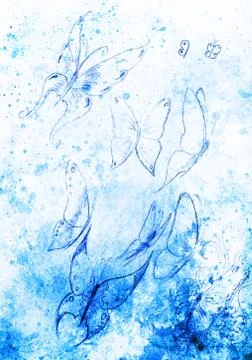 Drawing of butterfly. computer collage and color structure Stock Illustration