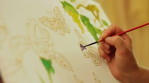 Drawing a butterfly. Time lapse Stock Footage 12721834