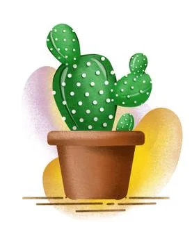 Drawing cactus in a pot Stock Illustration