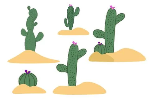 Drawing cactus set. Elements for background, banner, card, poster. Vector EPS10 스톡 일러스트