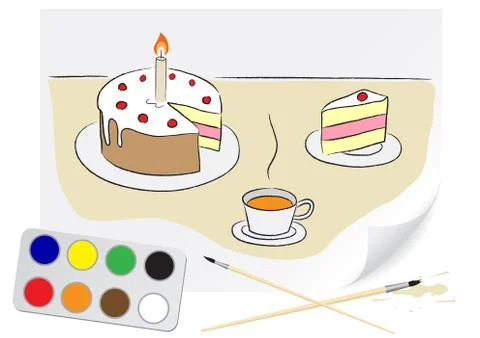 Drawing cake Stock Illustration