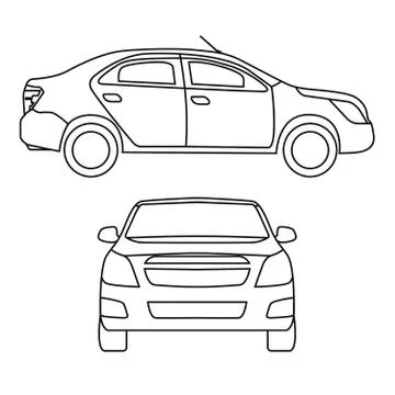 Drawing car, vector illustration, side view and front Stock Illustration