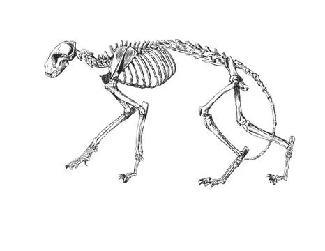 Drawing of Cat skeleton Stock Illustration