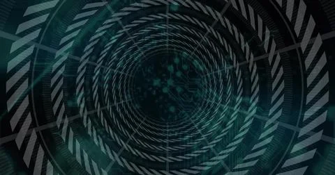 Drawing central concentric vortex pulling eye into virtual data tunnel, with Stock Illustration