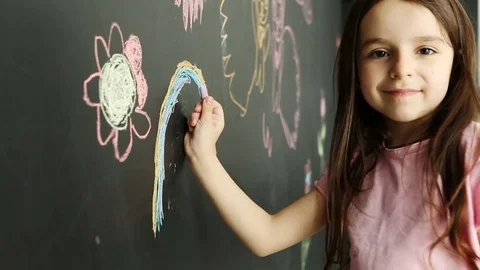 Drawing chalk creative black desk Vídeo Stock 76245545