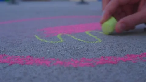 Drawing Chalk On the ground Video stock 307221130