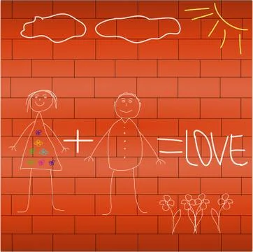 Drawing with chalk on the wall Stock Illustration