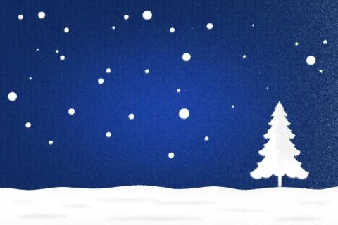 Drawing chalk of white pine tree snow with blue sky background Stock Illustration