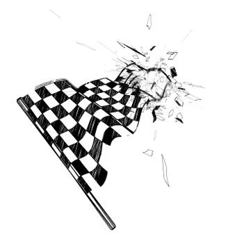 Drawing checkered flag in the dynamic style Stock Illustration