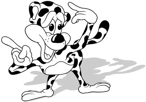 Drawing of a Cheerful Leopard Pointing the Direction with its Paws Illustrazione stock