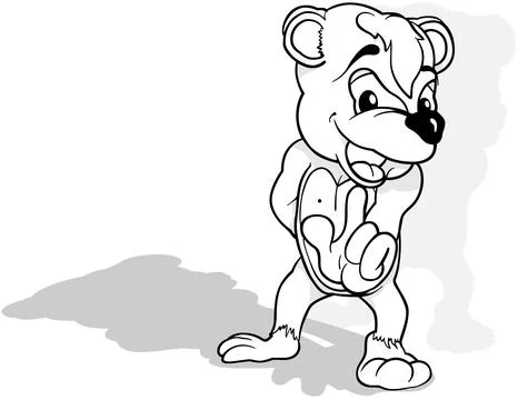 Drawing of a Cheerful Talking Teddy Bear from Front View Stock Illustration