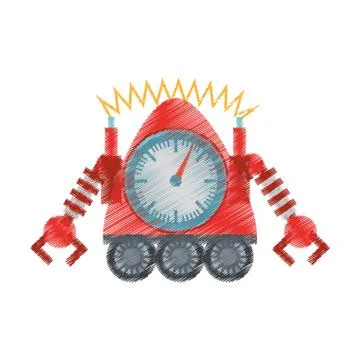 Drawing clock robotic machine connection 스톡 일러스트