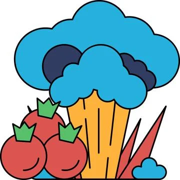 A drawing of a cloud with a bunch of vegetables in it Stock Illustration