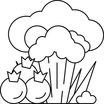 A drawing of a cloud with a bunch of vegetables in it Stock Illustration