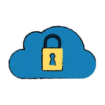 Drawing cloud data security system technology Stockillustratie