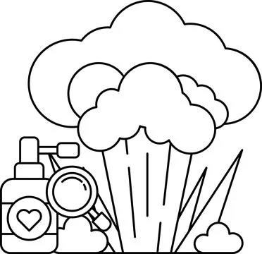 A drawing of a cloud with a spray bottle Stock Illustration