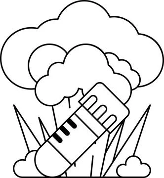 A drawing of a cloud with a stick in it Illustrazione stock