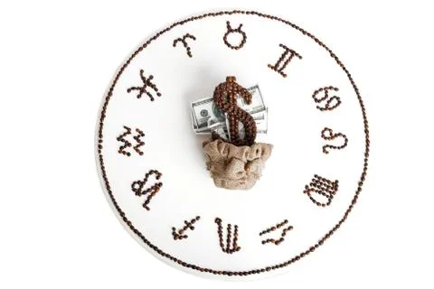 Drawing of coffee beans on a table isolated on a white backgroun Stock Photos