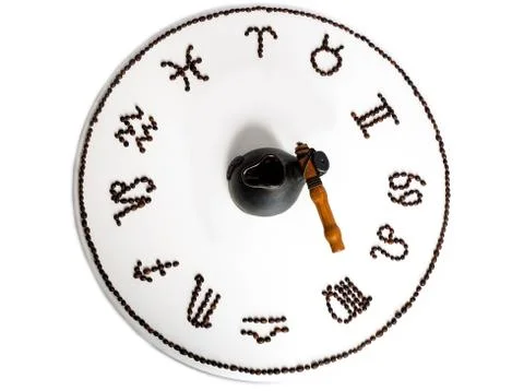 Drawing of coffee beans on a table isolated on a white background Stock Photos