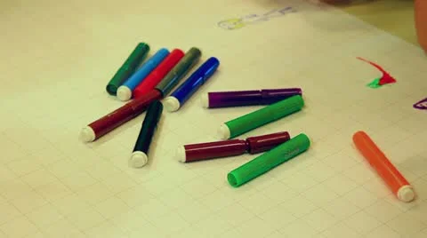 Drawing - color markers Stock Footage 11148003