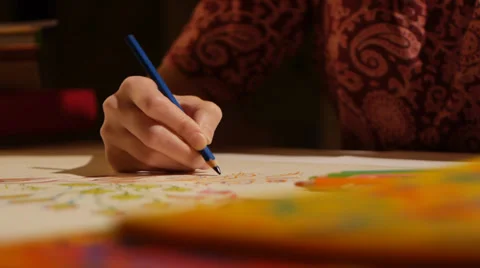 Drawing by color pencils Stock Footage 35790018
