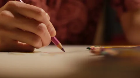 Drawing by color pencils Stock Footage 35790549